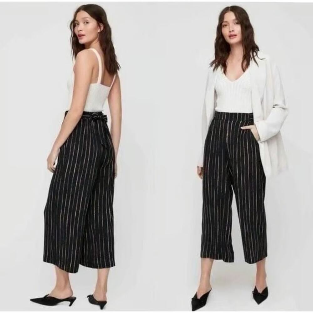 Aritzia Wilfred Faun Wide Leg Pants MED High Waist Pull-On Lagenlook Cottagecore